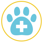 Dog Paw and Medical Cross Icon