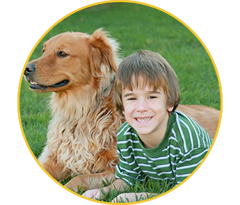 Smiling Kid and Dog